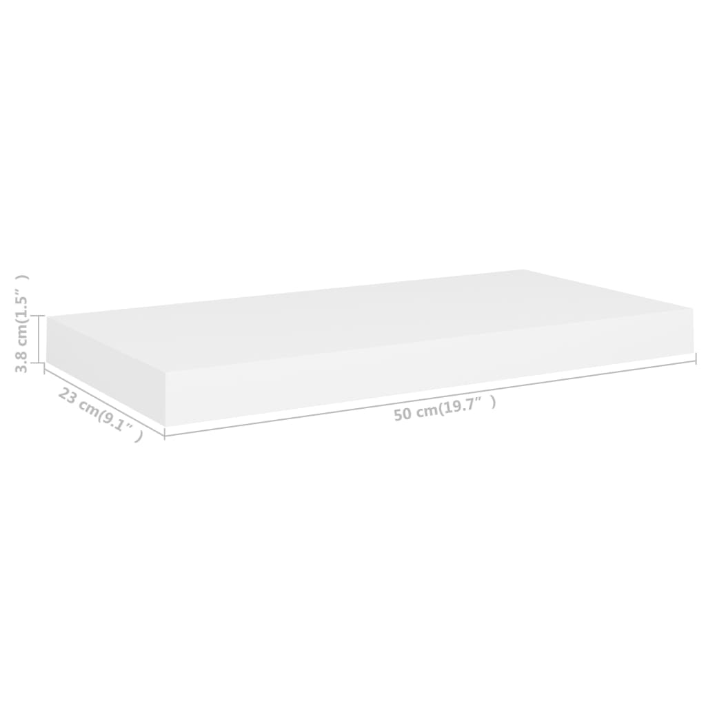 4 db fehér MDF fali polc 50 x 23 x 3,8 cm