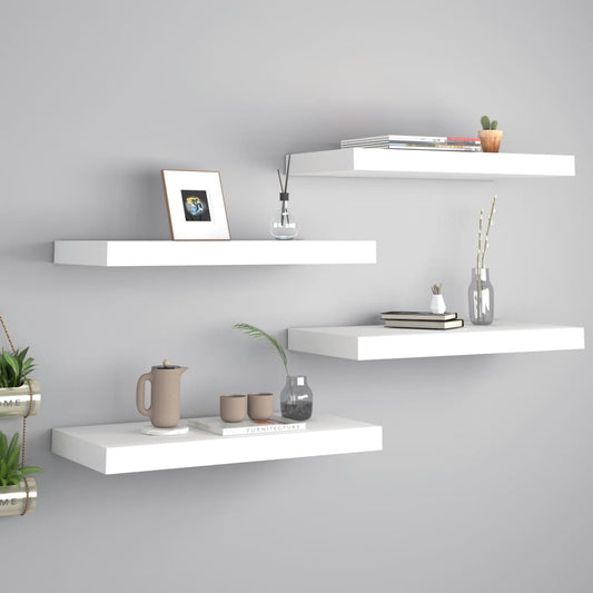 4 db fehér MDF fali polc 50 x 23 x 3,8 cm