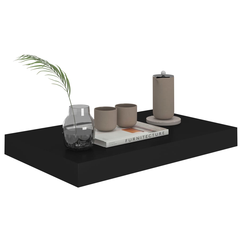fekete MDF lebegő fali polc 40 x 23 x 3,8 cm