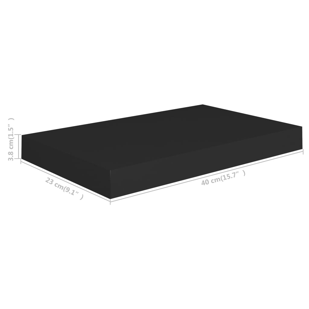 fekete MDF lebegő fali polc 40 x 23 x 3,8 cm