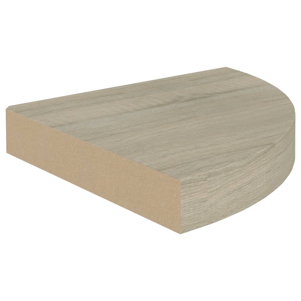 tölgyszínű MDF lebegő sarokpolc 25 x 25 x 3,8 cm