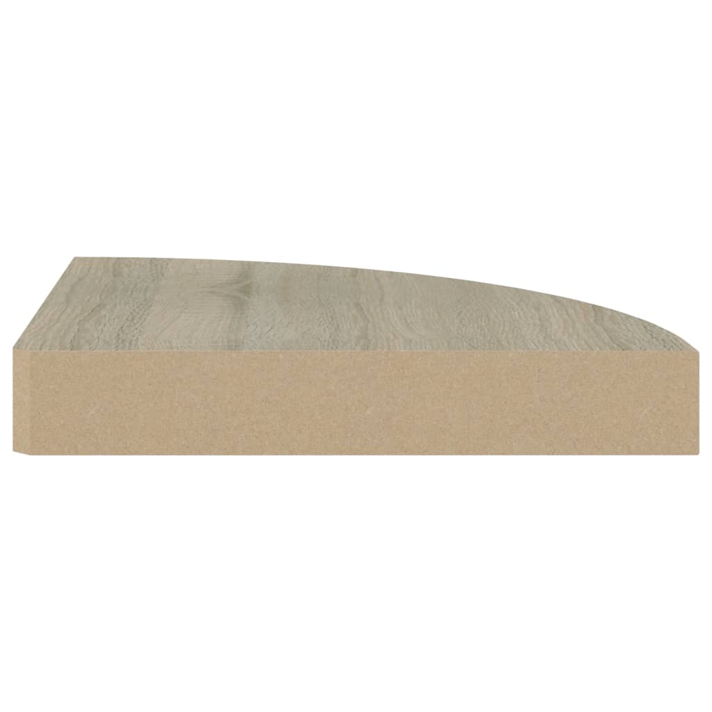tölgyszínű MDF lebegő sarokpolc 25 x 25 x 3,8 cm