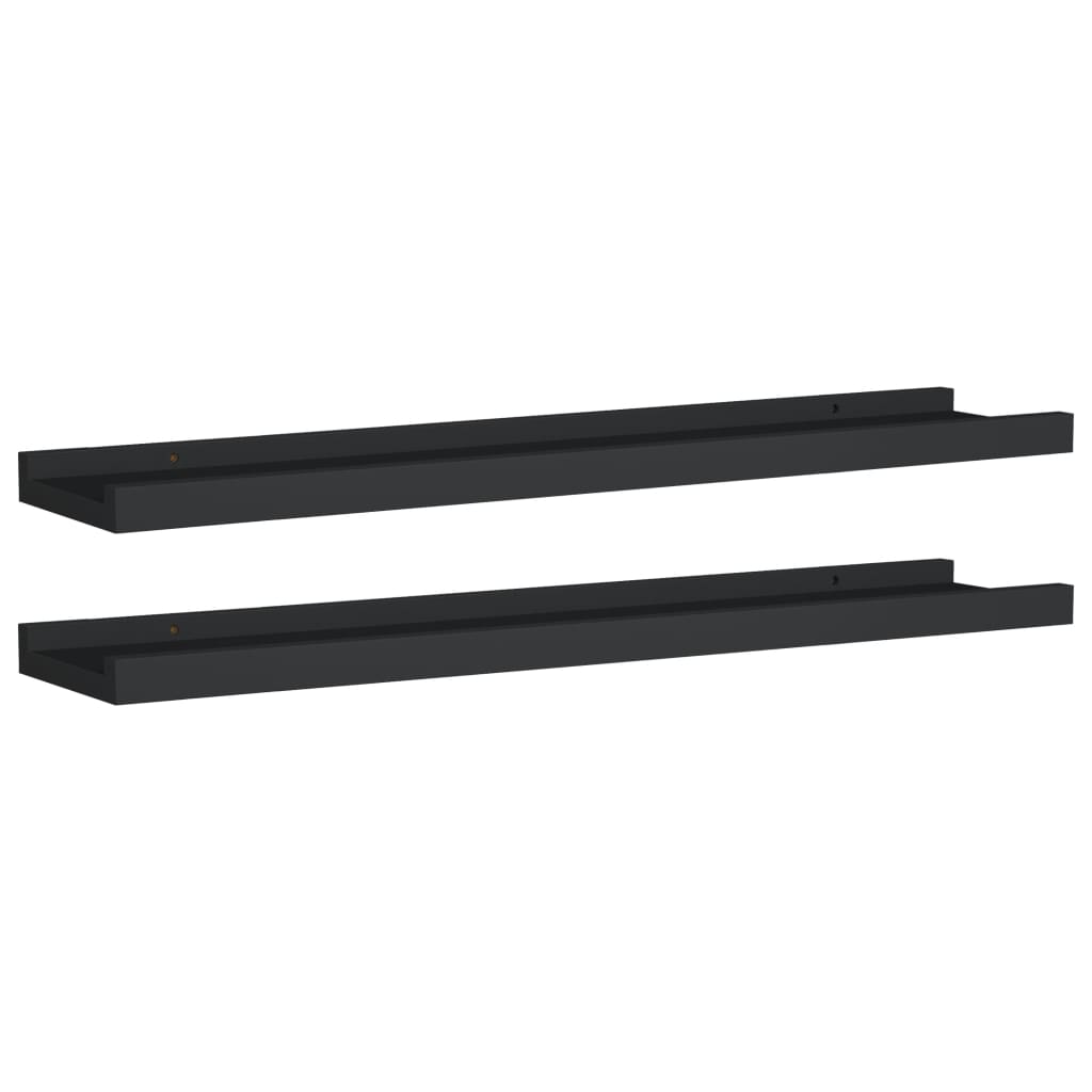 2 db fekete MDF szegélypolc képkeretekhez 60 x 9 x 3 cm