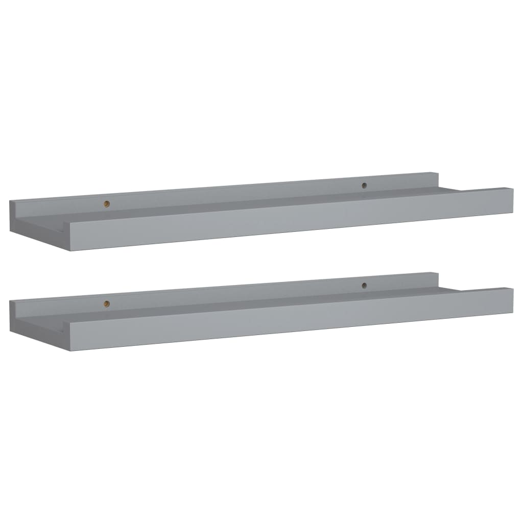 2 db szürke MDF szegélypolc képkeretekhez 40 x 9 x 3 cm