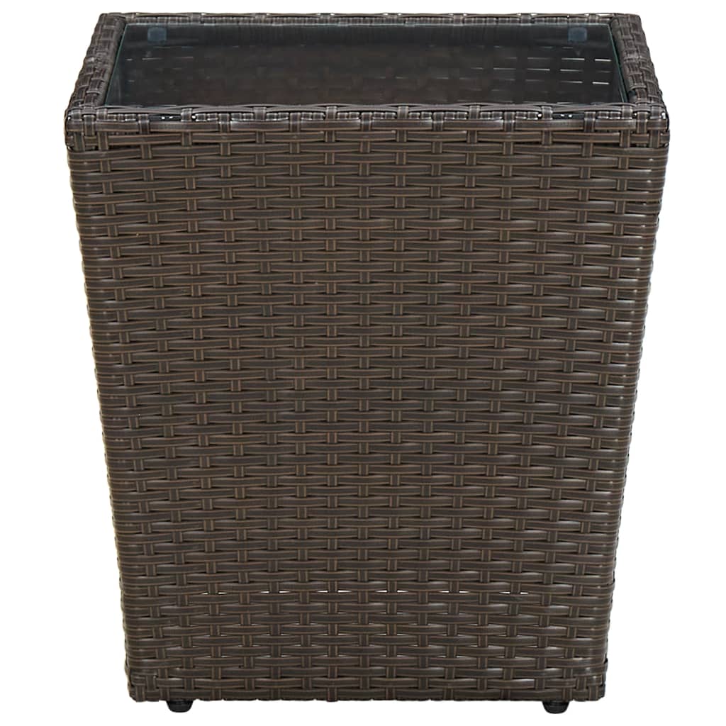 barna polyrattan és edzett üveg dohányzóasztal 41,5x41,5x44 cm