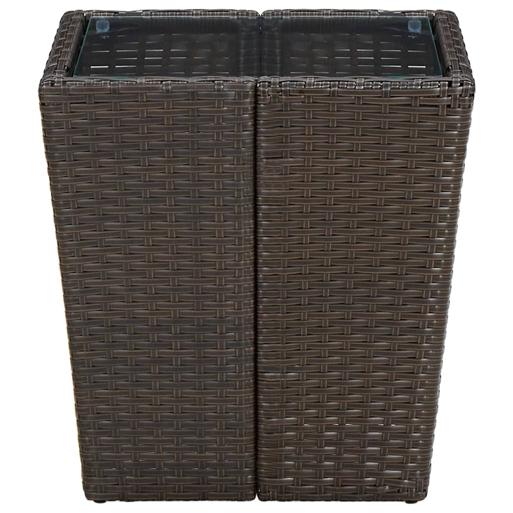 barna polyrattan és edzett üveg dohányzóasztal 41,5x41,5x44 cm