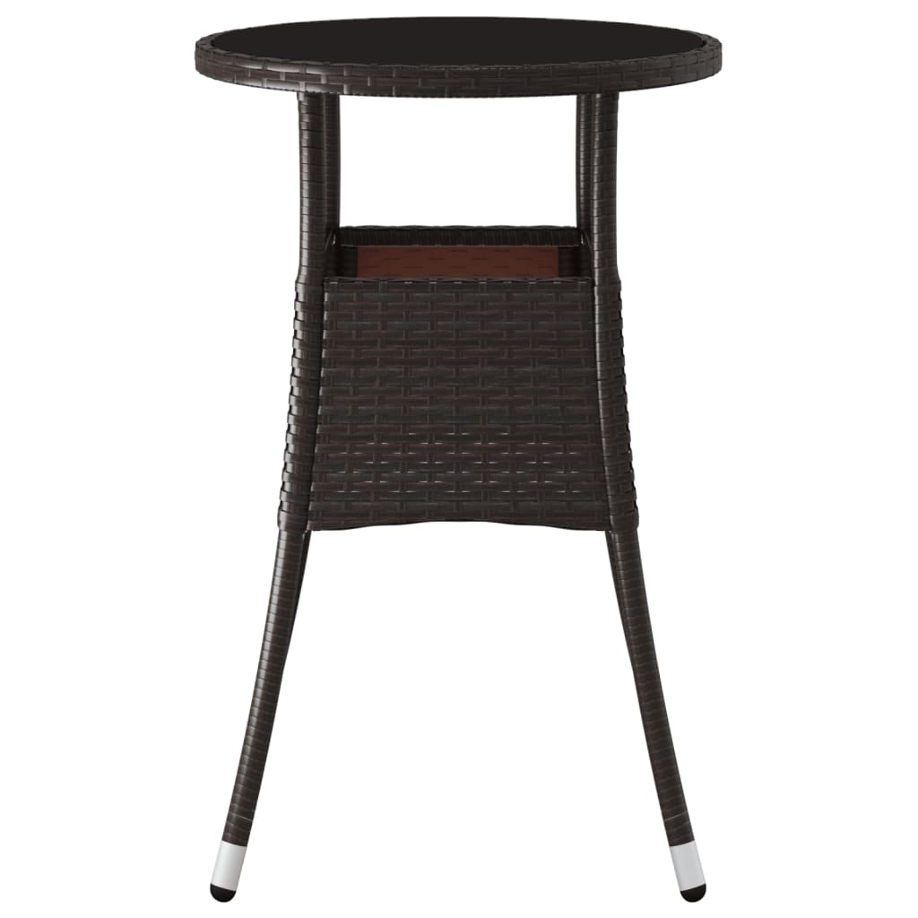 barna polyrattan és edzett üveg kerti asztal Ø60 x 75 cm