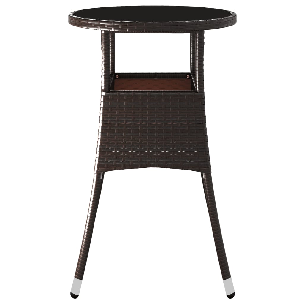 barna polyrattan és edzett üveg kerti asztal Ø60 x 75 cm