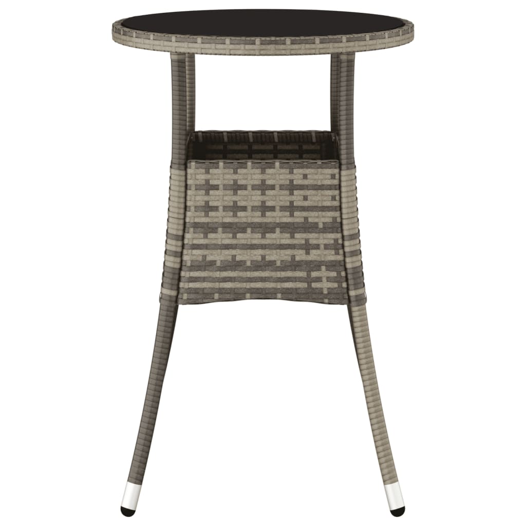 szürke polyrattan és edzett üveg kerti asztal Ø60 x 75 cm