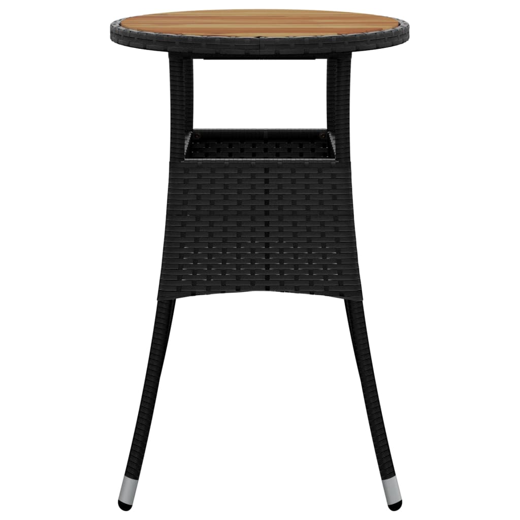 fekete akácfa és polyrattan kerti asztal Ø60 x 75 cm