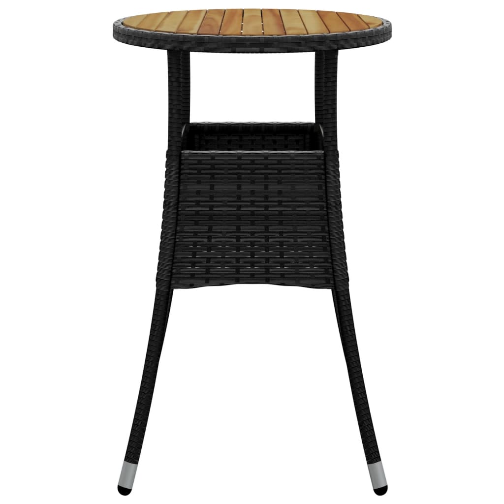 fekete akácfa és polyrattan kerti asztal Ø60 x 75 cm