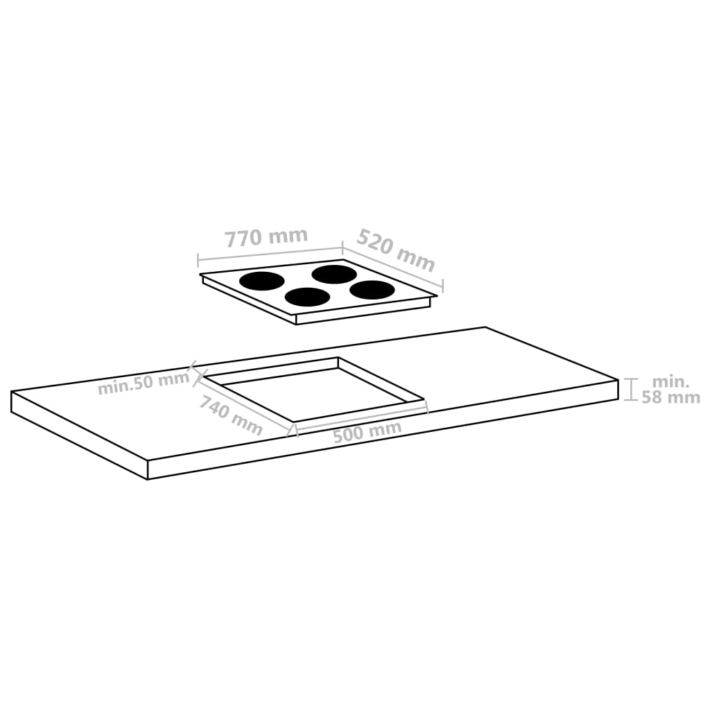 4 égős indukciós főzőlap érintős vezérlőpanellel 77 cm 7000 W
