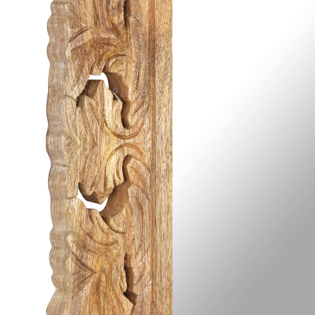 kézzel faragott barna tömör mangófa tükör 110 x 50 cm
