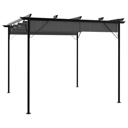 antracitszürke acél pavilon behúzható tetővel 3 x 3 m 180 g/m²