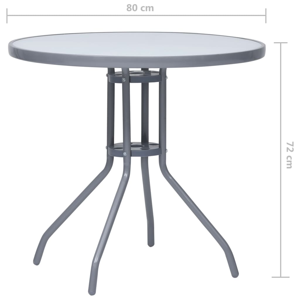 világosszürke acél és üveg kerti asztal 80 cm