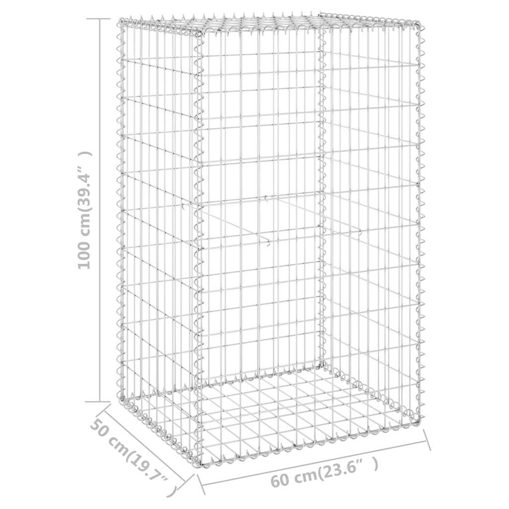 horganyzott acél gabion fal fedéllel 60 x 50 x 100 cm