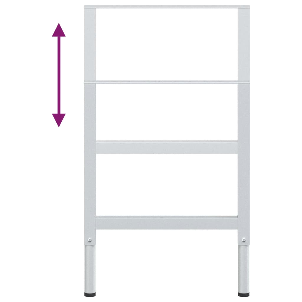 2 db szürke állítható fém munkapadváz 55 x (69-95,5) cm