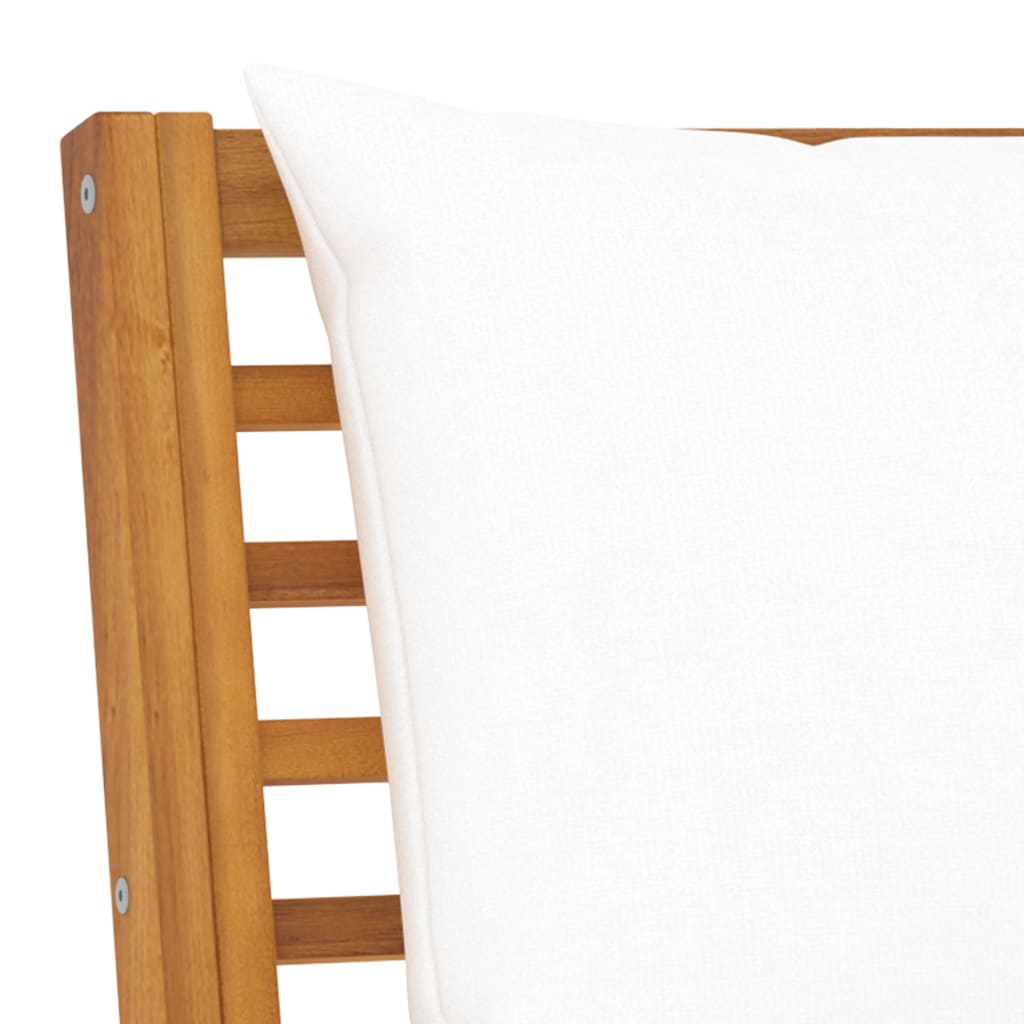 tömör akácfa kerti pad krémszínű párnával 114,5 cm