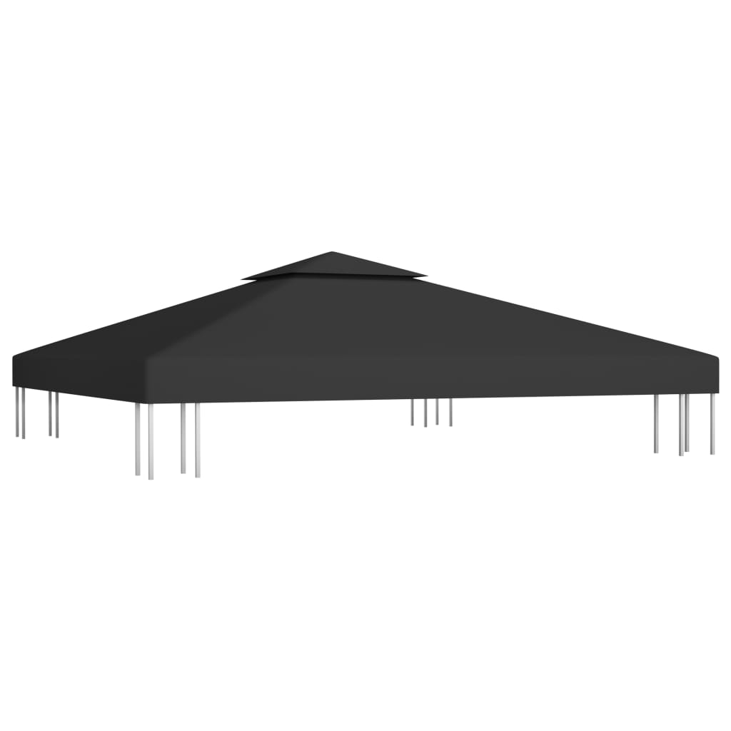 fekete kétszintes pavilon-tetőponyva 310 g/m² 3 x 3 m