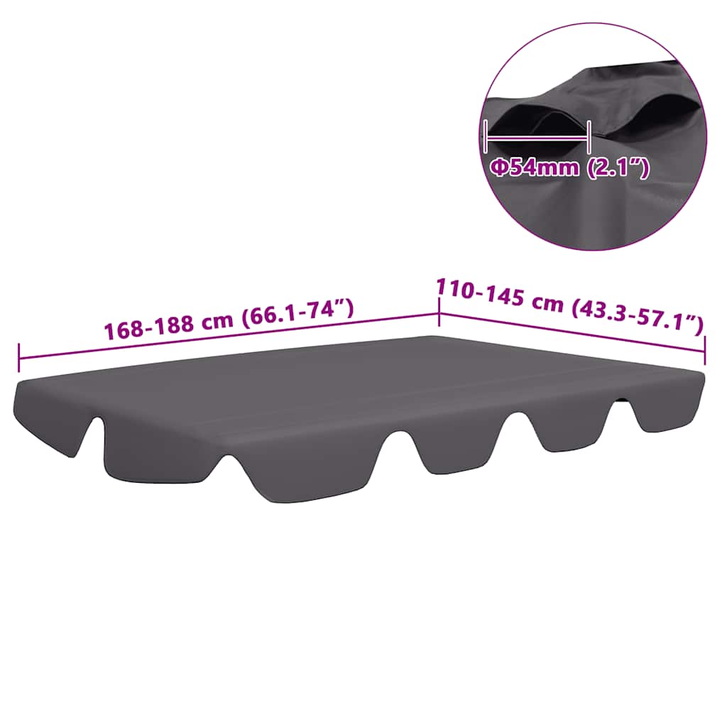 antracit csere ponyva kerti hintaágyhoz 188/168 x 145/110 cm