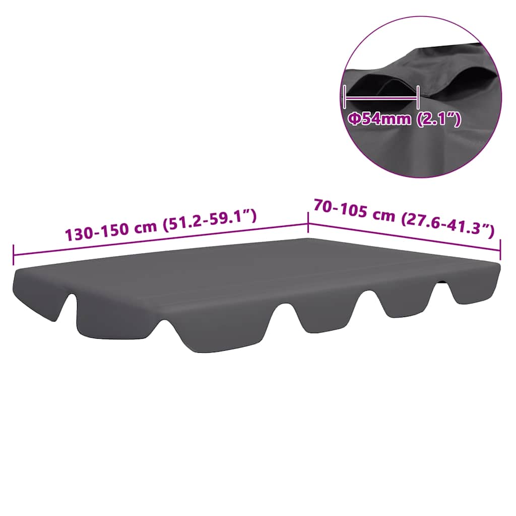 antracit csere ponyva kerti hintaágyhoz 150/130 x 105/70 cm