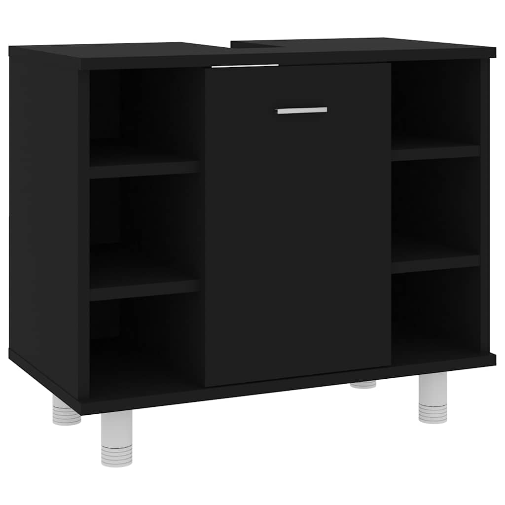 fekete szerelt fa fürdőszobaszekrény 60 x 32 x 53,5 cm