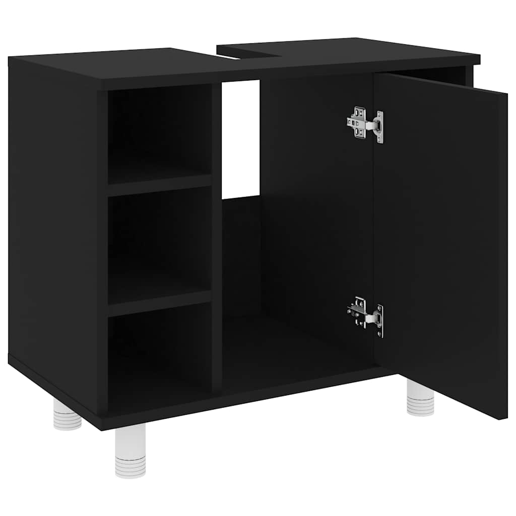 fekete szerelt fa fürdőszobaszekrény 60 x 32 x 53,5 cm