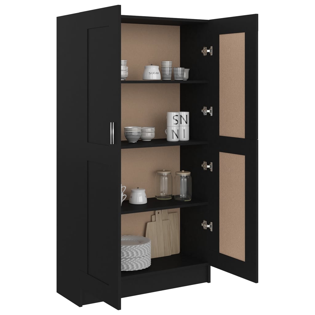 fekete szerelt fa könyvszekrény 82,5 x 30,5 x 150 cm