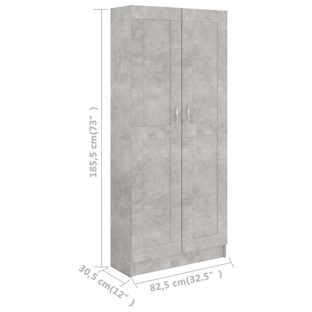 betonszürke szerelt fa könyvszekrény 82,5 x 30,5 x 185,5 cm
