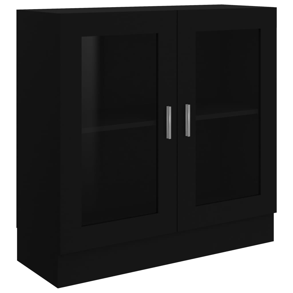 fekete szerelt fa vitrinszekrény 82,5 x 30,5 x 80 cm