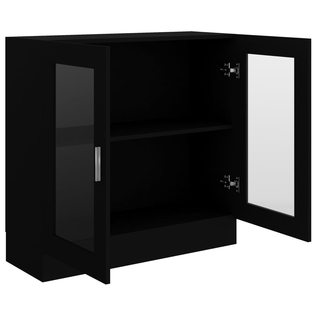 fekete szerelt fa vitrinszekrény 82,5 x 30,5 x 80 cm