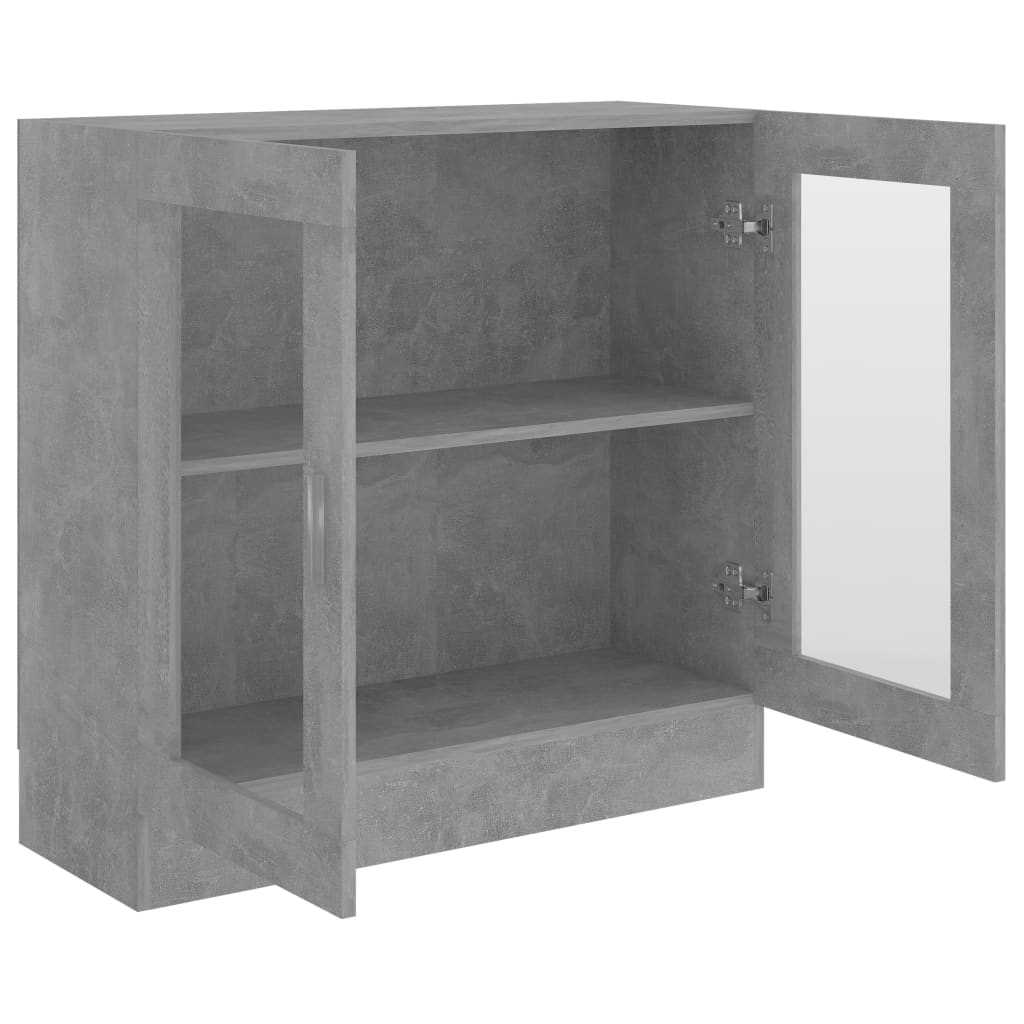 betonszürke szerelt fa vitrinszekrény 82,5 x 30,5 x 80 cm