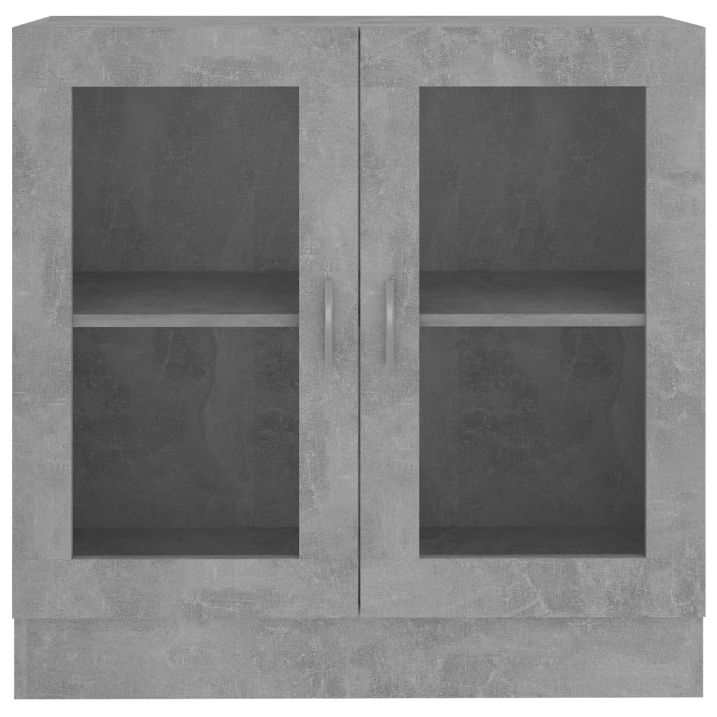 betonszürke szerelt fa vitrinszekrény 82,5 x 30,5 x 80 cm