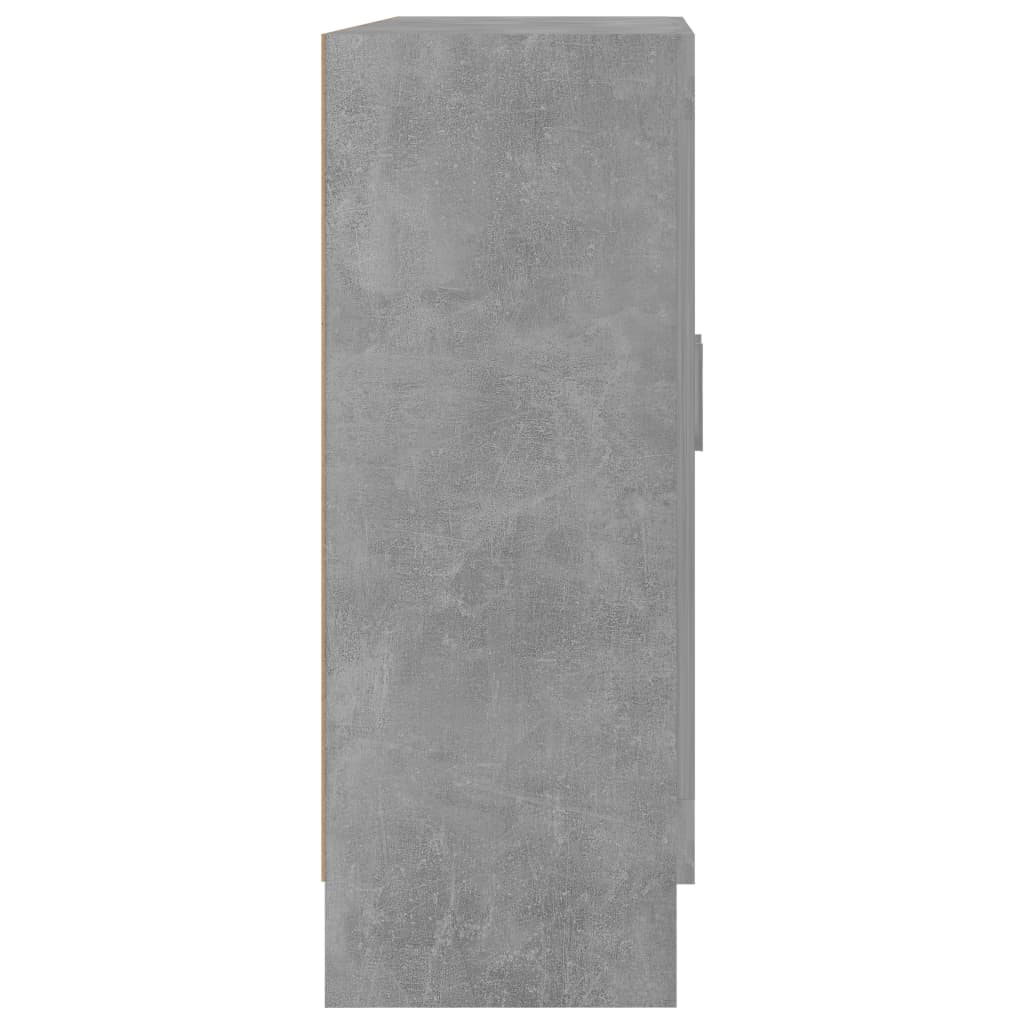 betonszürke szerelt fa vitrinszekrény 82,5 x 30,5 x 80 cm