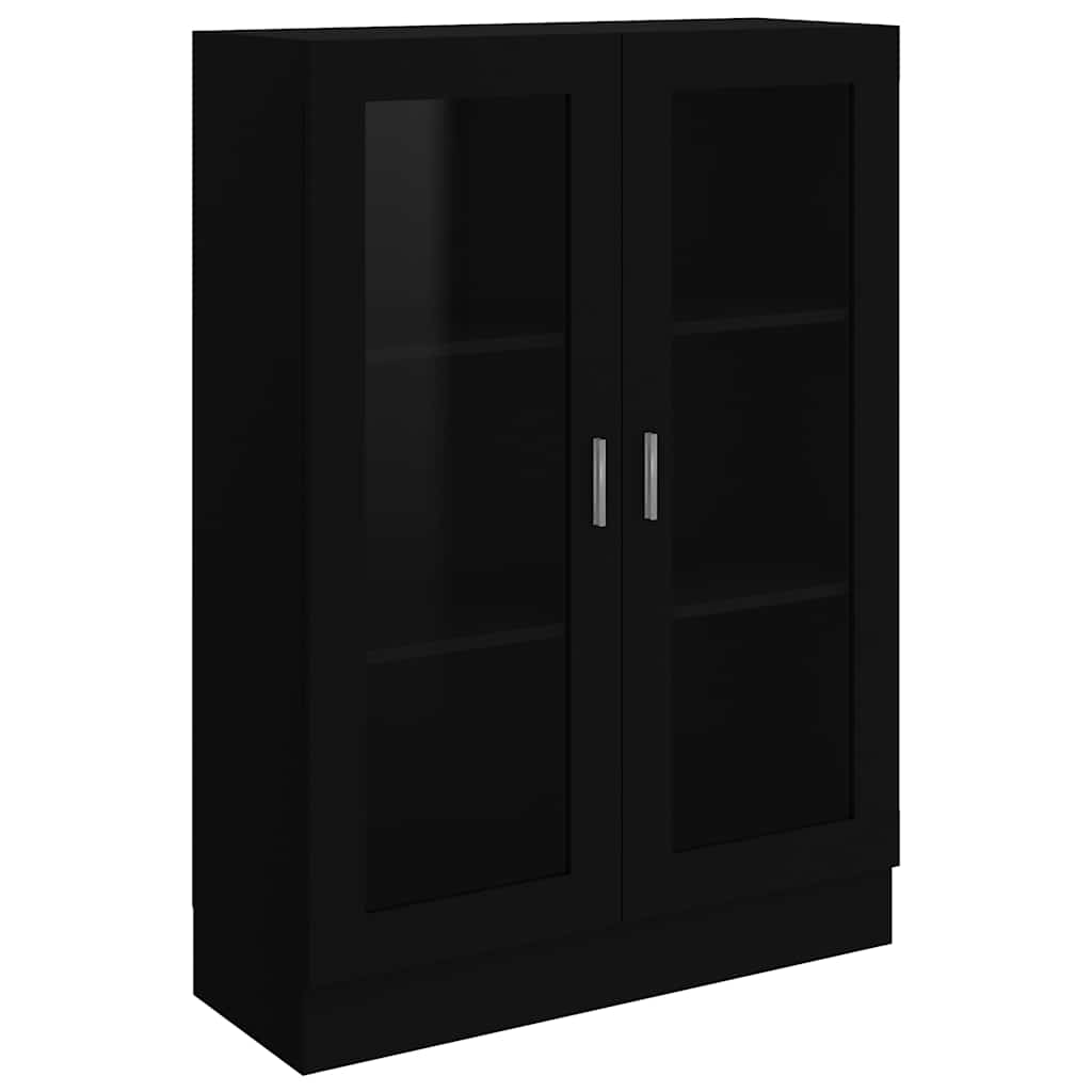fekete szerelt fa vitrinszekrény 82,5 x 30,5 x 115 cm
