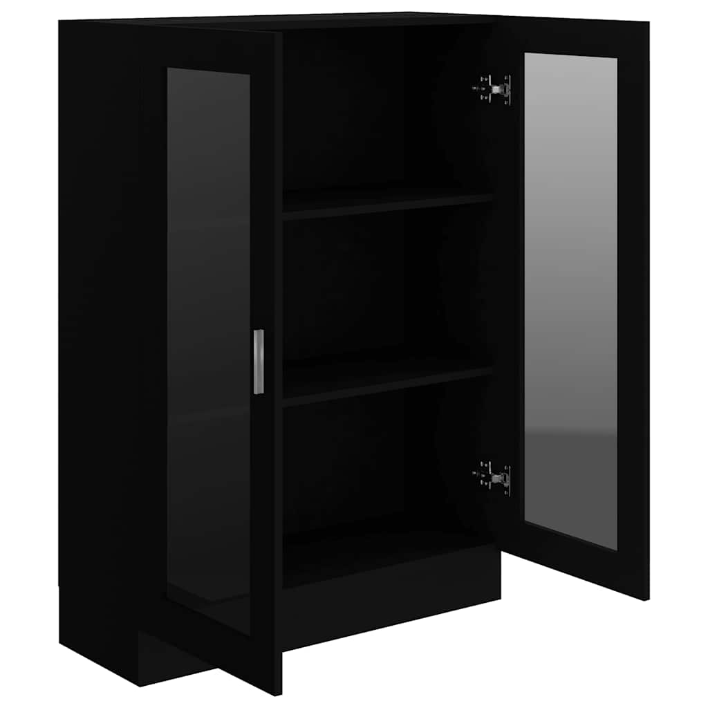 fekete szerelt fa vitrinszekrény 82,5 x 30,5 x 115 cm