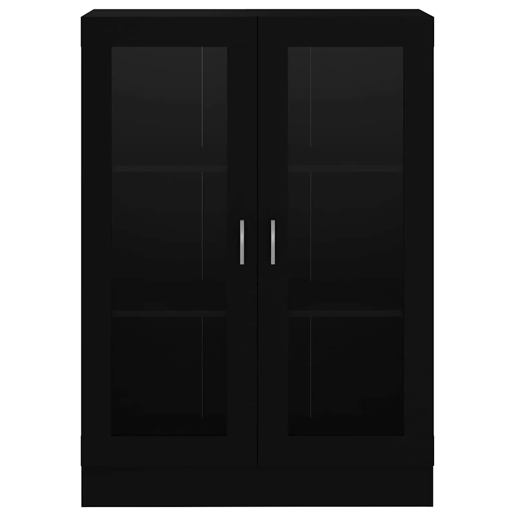 fekete szerelt fa vitrinszekrény 82,5 x 30,5 x 115 cm