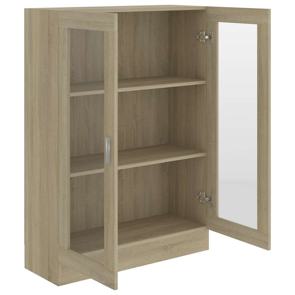 sonoma tölgy színű szerelt fa vitrinszekrény 82,5x30,5x115 cm