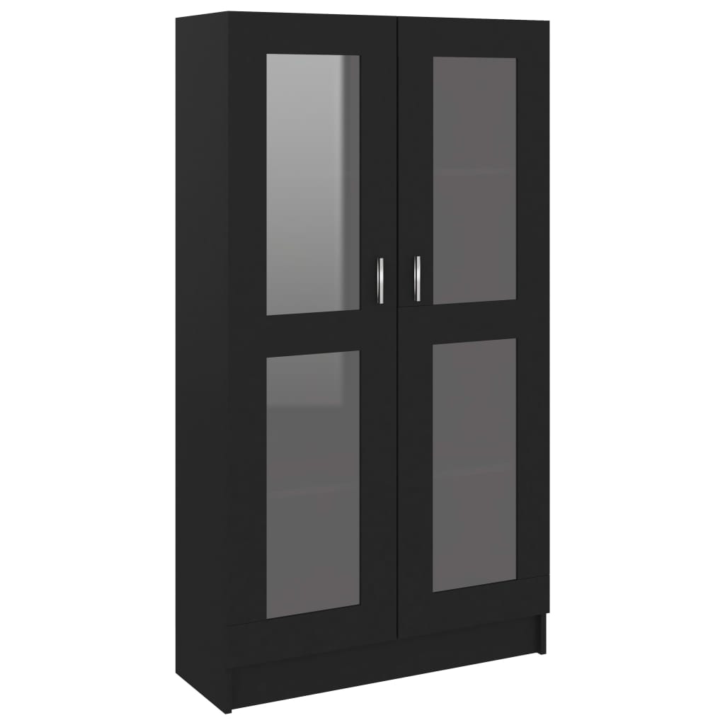 fekete szerelt fa vitrinszekrény 82,5 x 30,5 x 150 cm