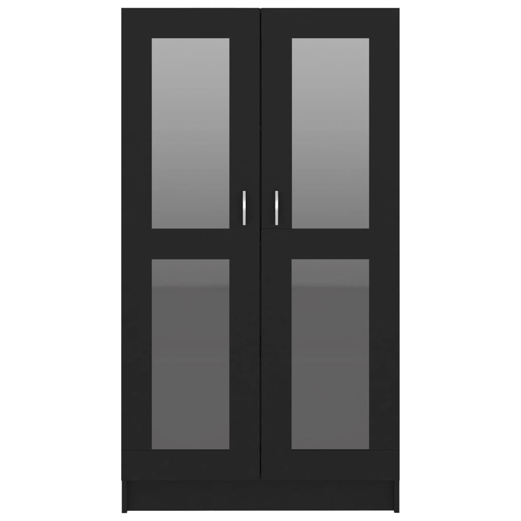fekete szerelt fa vitrinszekrény 82,5 x 30,5 x 150 cm