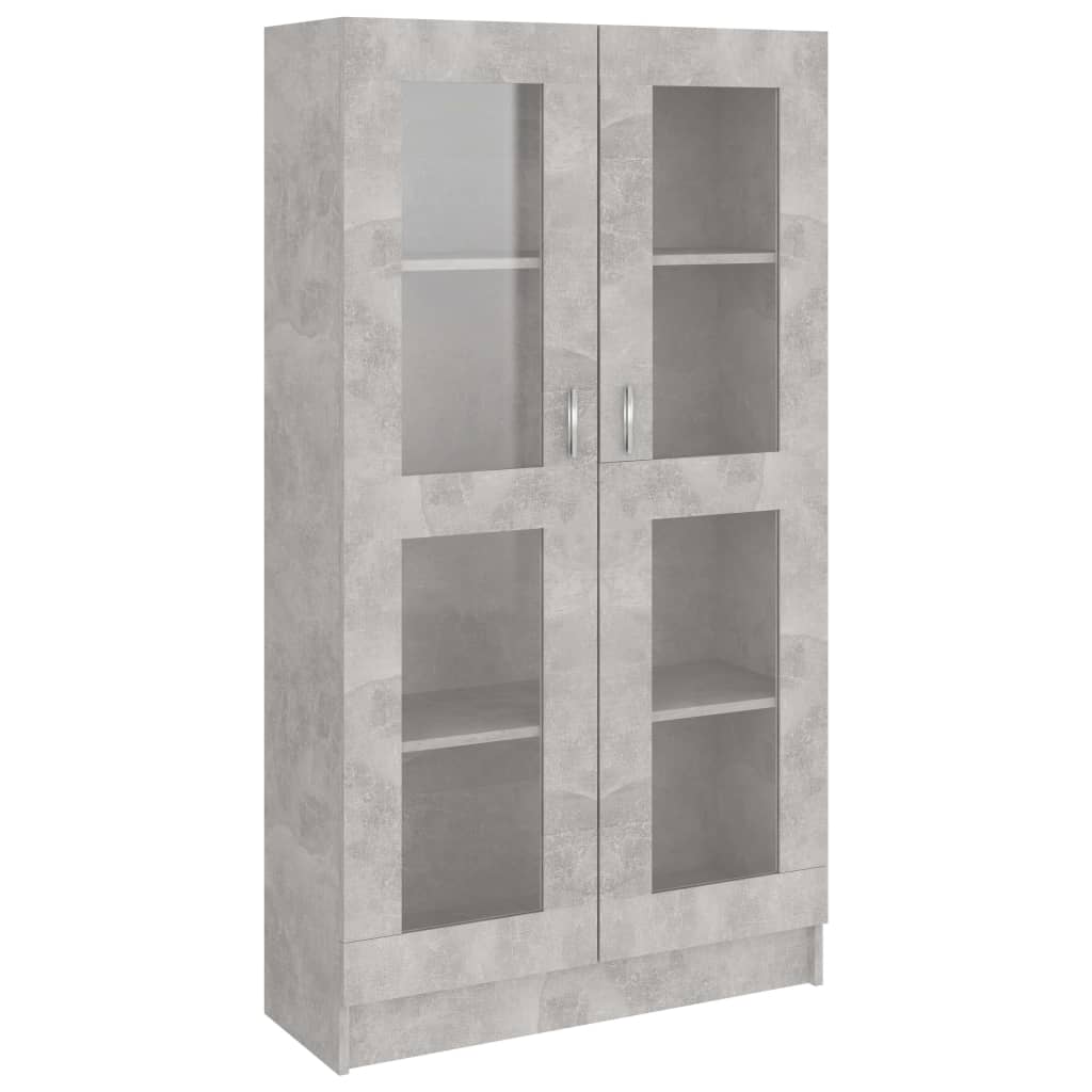 betonszürke szerelt fa vitrinszekrény 82,5 x 30,5 x 150 cm