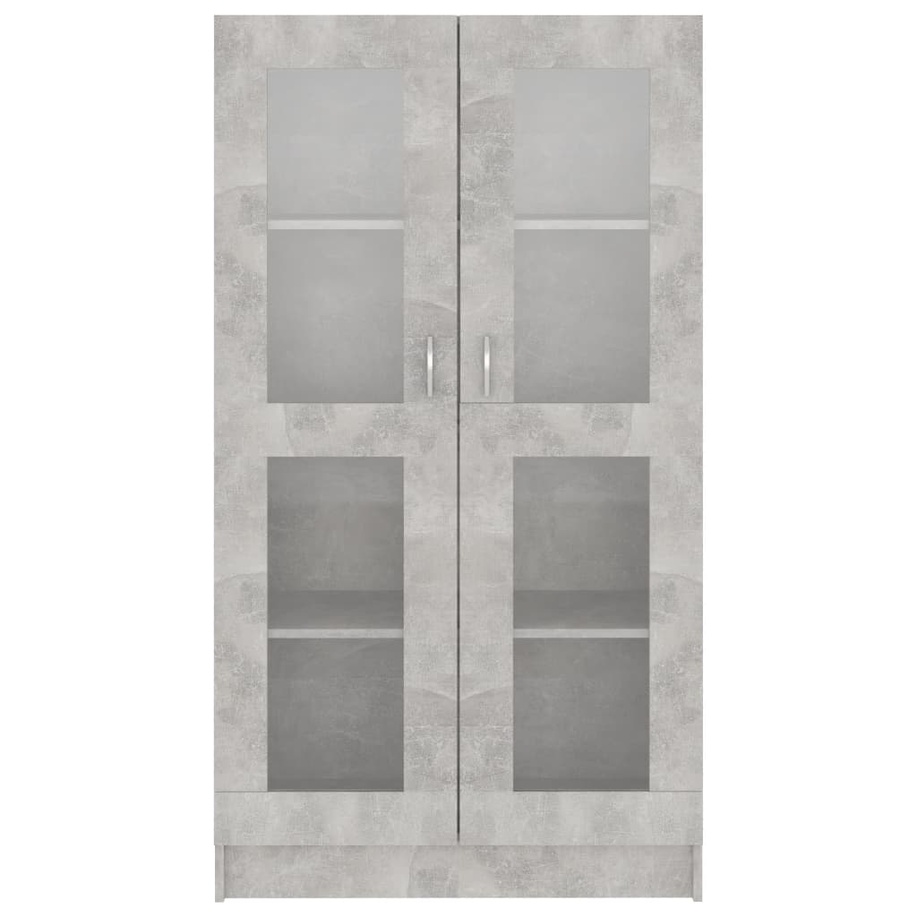 betonszürke szerelt fa vitrinszekrény 82,5 x 30,5 x 150 cm