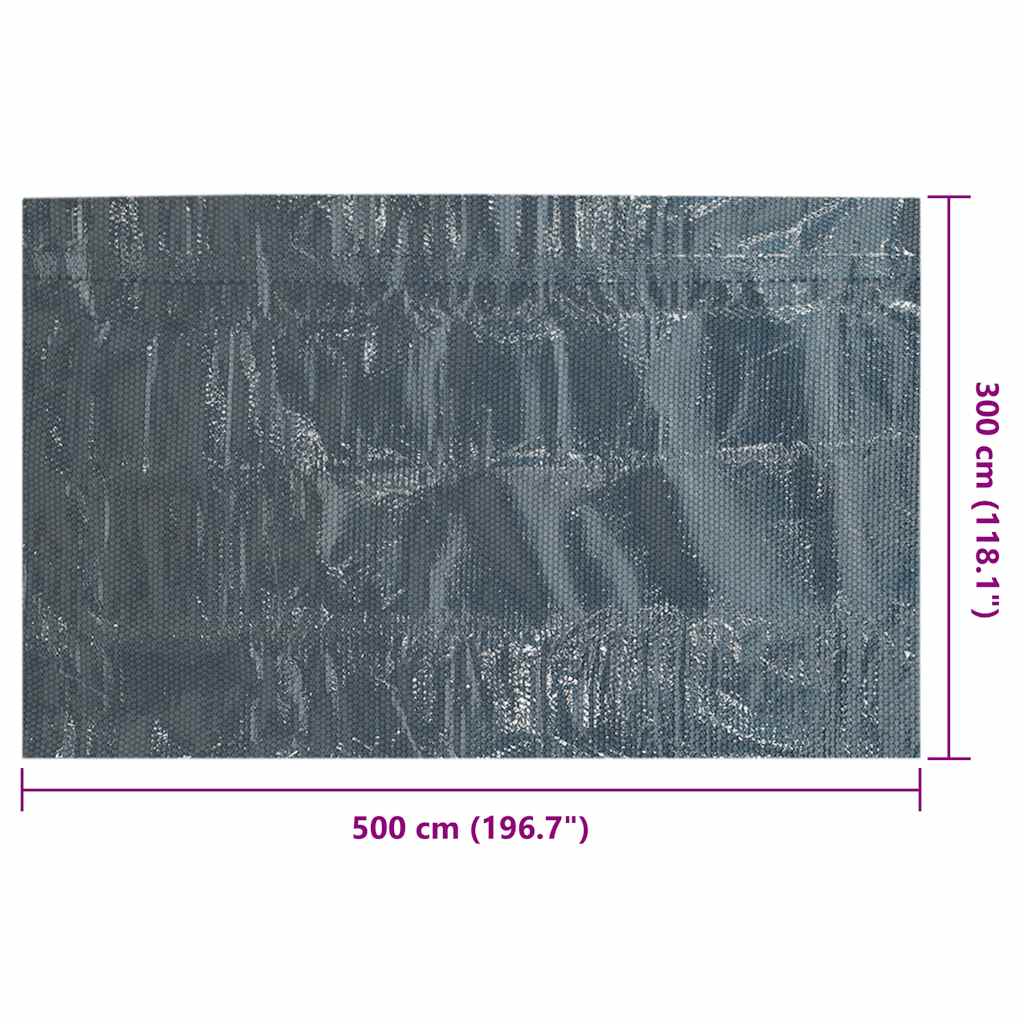 fekete és kék napelemes lebegő PE medencefólia 500 x 300 cm