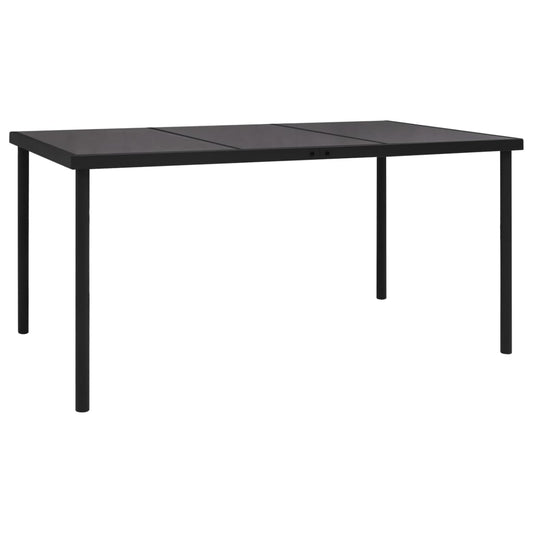 fekete acél kerti asztal üveg asztallappal 150 x 90 x 74 cm