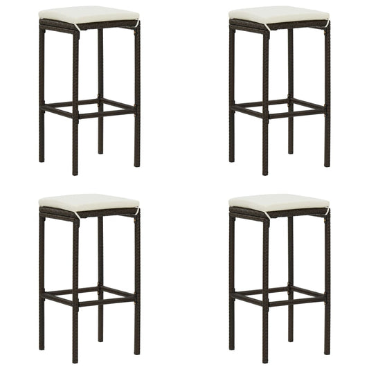 4 db barna polyrattan bárszék párnával