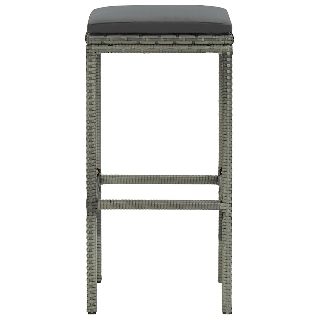 4 db szürke polyrattan bárszék párnával