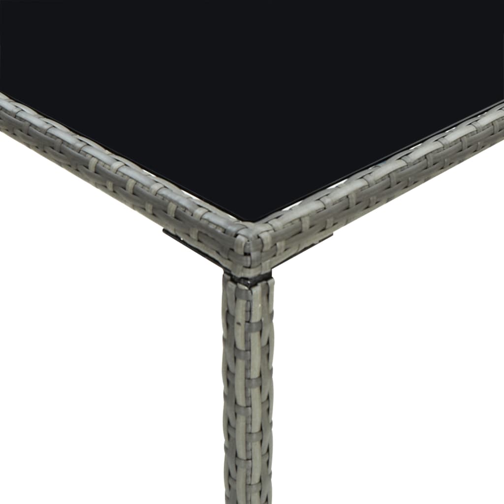 szürke polyrattan és üveg kerti bárasztal 70 x 70 x 110 cm