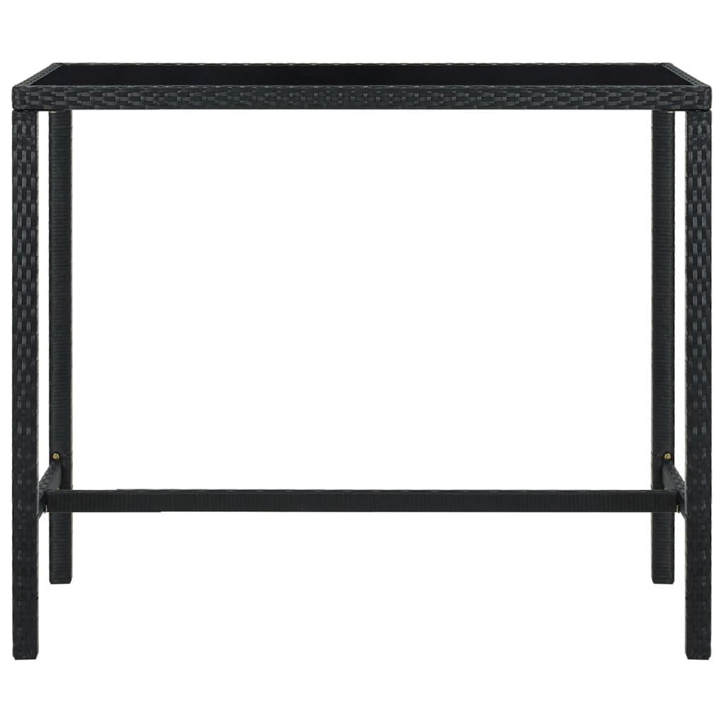 fekete polyrattan és üveg kerti bárasztal 130 x 60 x 110 cm