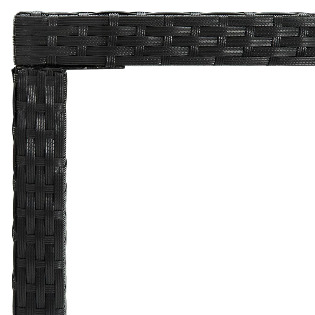 fekete polyrattan és üveg kerti bárasztal 130 x 60 x 110 cm