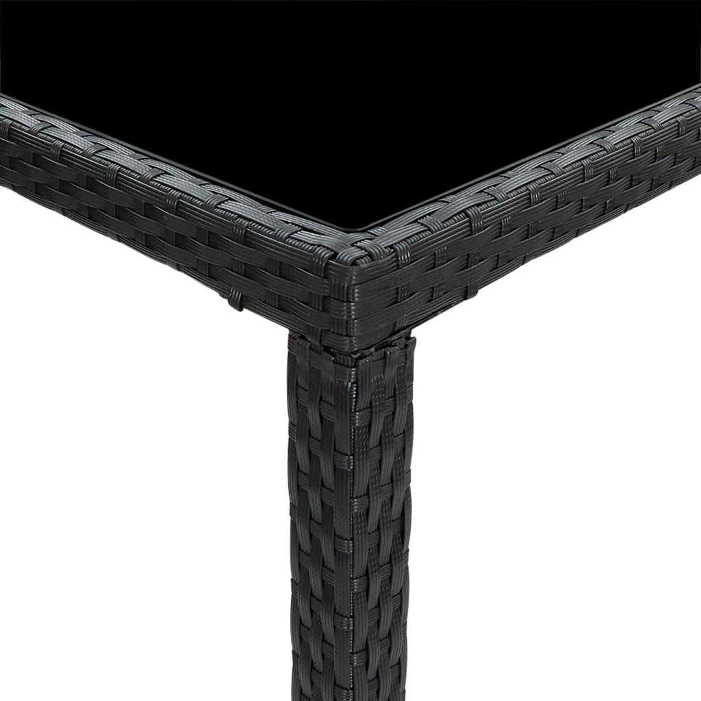 fekete polyrattan és üveg kerti bárasztal 130 x 60 x 110 cm